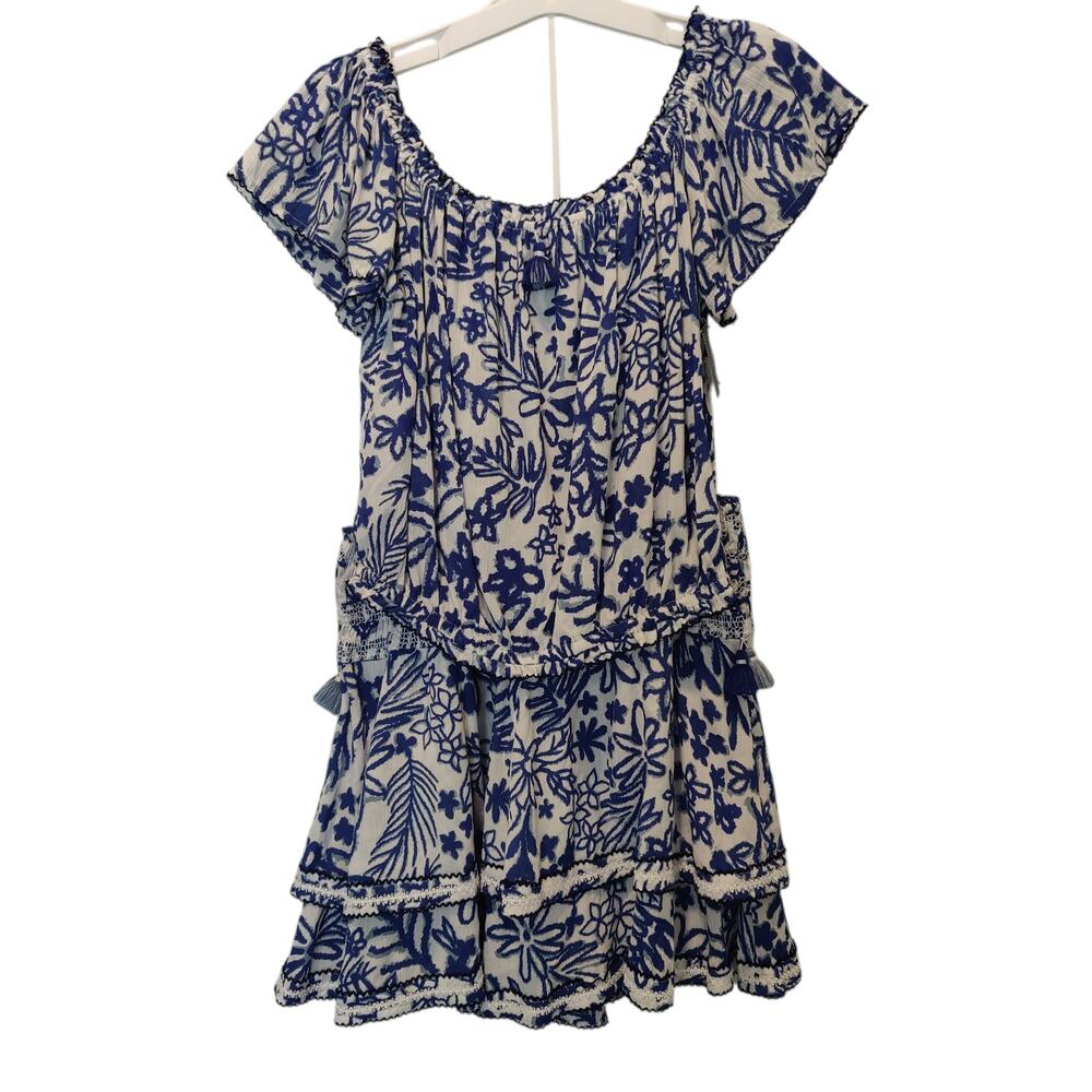 Poupette St Barth Sz S Set Kaila Skirt Top Tropical Flowy Blue Rainforest